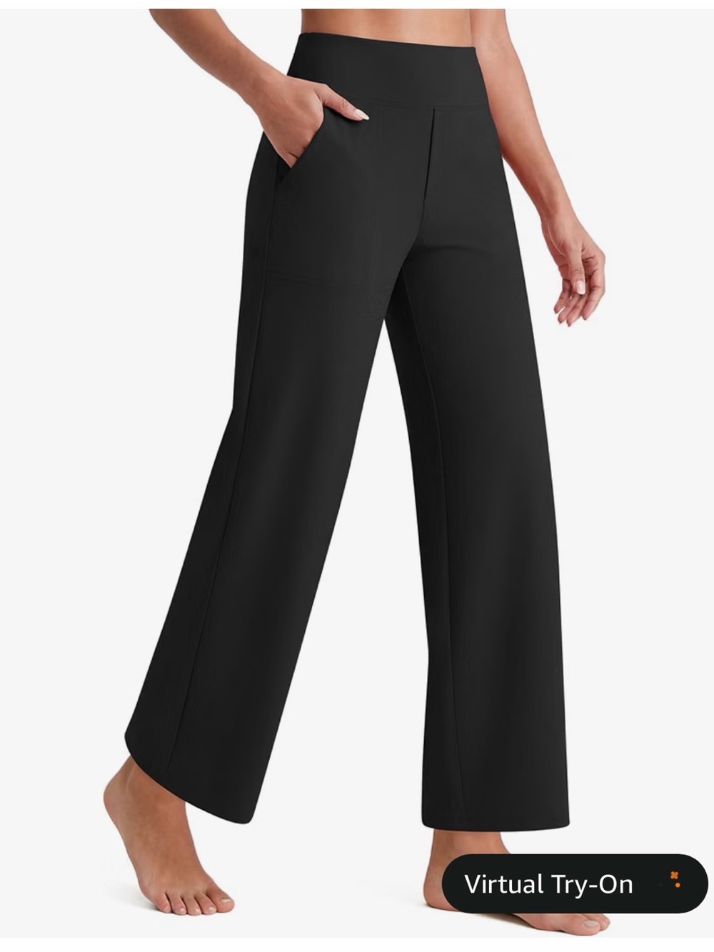 G4Free High-Waist Black Wide-Leg Ponte Pants, Size Medium
